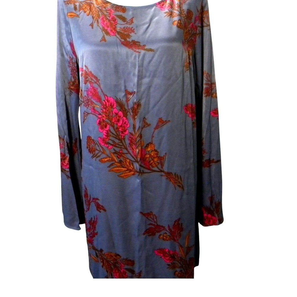 Leith Long Sleeve Purple Pink Floral Shift Dress Casual Boho Nordstrom Large
